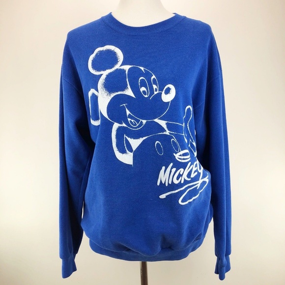 Disney Designs Mickey Mouse Blue White Sweatshirt - Picture 1 of 8